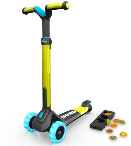 BERG Nexo Kinderroller Kinderscooter faltbar ab 2 Jahre | Höhenverstellbarer Tretroller Scooter mit Magnet Deck | Dreirad Roller für Kinder Jungen & Mädchen, bis 12 Jahre | Farbe: Limette