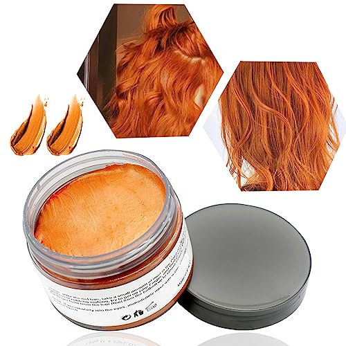 Haarwachs Temporäres Haarfarbe Wachs, Unisex Haarfärbemittel Wachs, Waschbares Pflanzenformel Mattes Natürliches Buntes Haarwachs (120 g Orange)