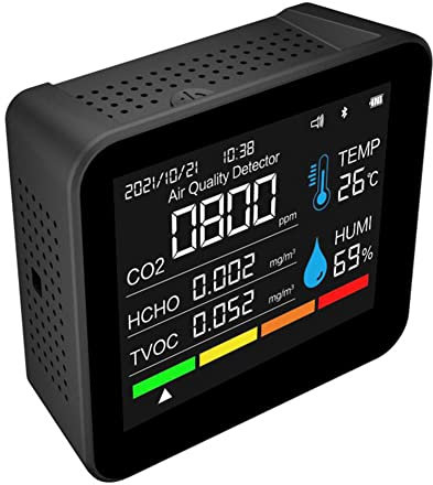 Air Quality Monitor, 9 in 1 Air Quality Meter Detects 400-6000 PPM , PM2.5, PM10, Temperature and Humidity Monitor