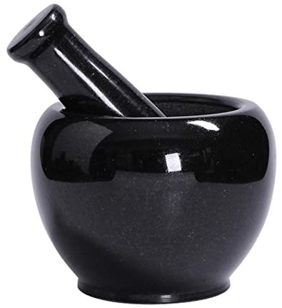 QPZK Hochleistungsschwarzer Marmor poliertes Mörtel und Stößel, leicht Körner, Gewürze, Pulverpesto, Brei, Crush -Pillen, tolle Hochzeit oder Hauswärmungsgeschenk Black
