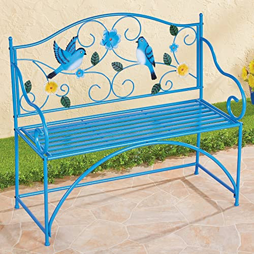 KRISHA KRAFTS Blue Bird Gartenbank aus Metall – perfekter dekorativer Akzent für Hof, Veranda und Garten
