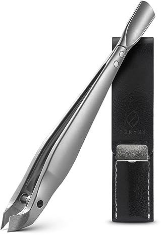 FERYES Cuticle Clipper with Cuticle Pusher & Storage Pouch, Portable 2-in-1 Mini Cuticle Trimmer Nail Maintenance Tool for Men & Women