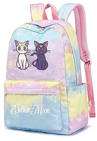 Roffatide Anime Sailor Moon Print Freizeitrucksack Luna Cat Laptop-Rucksack