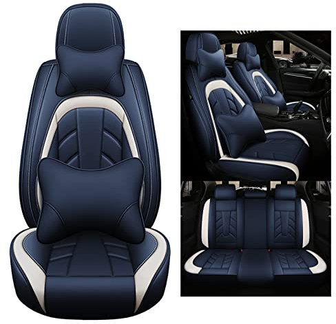 Congxy Autositzbezüge Komplett Set Universal in Premium Design | Schonbezüge für die Vordersitze & Rückbank | Auto Sitzbezüge Airbag Geeignet | Wasserdicht Sitzbezug, Blau Luxus
