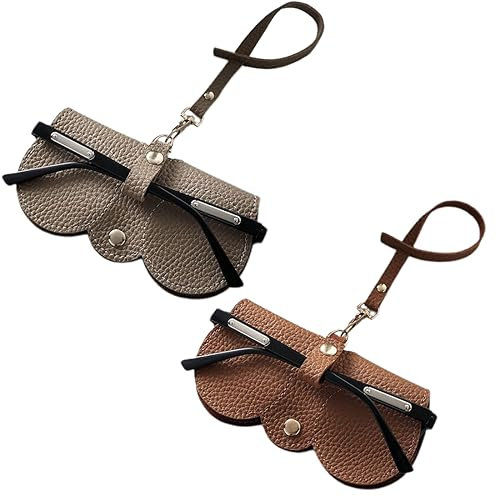 XPEX 2 Pezzi Custodia Occhiali da Sole,Pelle Custodia Portatile per Occhiali da Sole,Elegante Custodia in Pelle per Occhiali,Custodia Portatile in Pelle Pu,Porta Occhiali da Borsa da Sole(B)