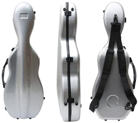 WUQIMUSC Custodia per violino 4/4 full size in fibra di carbonio composita custodia rigida manico resistente cinghie posteriori morbida imbottitura (argento), CASE-24