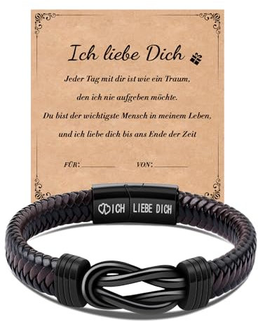 CheersLife Geschenke für Männer,Jahrestag Geschenk für Ihn,Valentinstag Freund Mann Geschenk für Ihn,Lederarmband Herren Ich Liebe Dich Geschenke für Männer Freund Ehemann Weihnachten