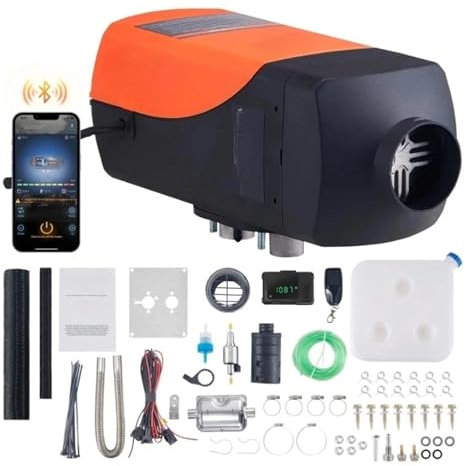 2/5/8KW Diesel Luft Heizung 12V Auto Heizung Mit Schalldämpfer Fernbedienung LKW Boot Bus RV anhänger Luft Diesel Standheizung (Color : 2KW Bluetooth)