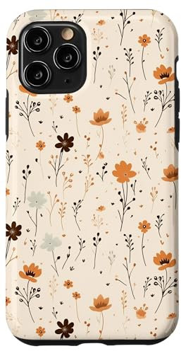 Hülle für iPhone 11 Pro Boho Wildflower Flower Floral Soft Beige Retro Botanical