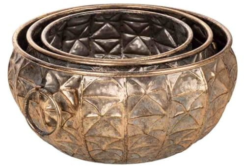 WANDERLUST DECO Ensemble de 3 Cache-Pots en métal doré