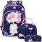 Süß Kätzchen Einhorn Rucksack für Kinder Mädchen Schüler Kinderucksack Schultaschen 3 TLG. Sets für Schule 1-3 Klasse, Kinder Reise Rucksack