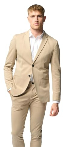 Performance Blazer Herren Beige (Größe 50) – Stylischer Slim Fit Herren Stretch Sakko – Stretch Anzugjacke – Bequemer, praktischer Zwei Knopf Sakko für Business & Freizeit