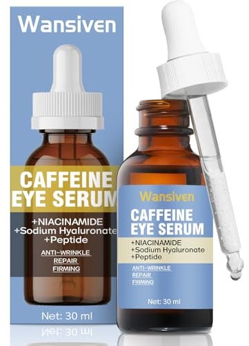 Wansiven Koffein Augenserum, Anti Falten Augen serum, Augenlifting und glättende mit Hyaluronsäure Niacinamid gegen Augenringe und geschwollene, Augenpflege für Männer und Frauen, 30 ml