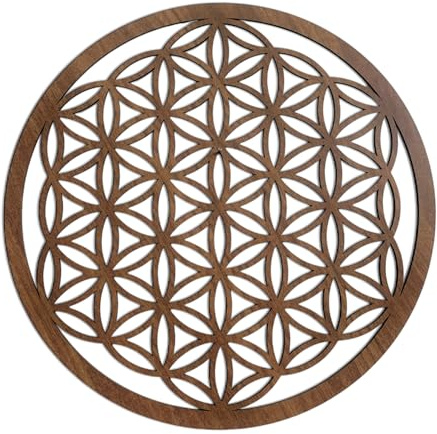 SENTOP HDF0168 Blume des Lebens aus Holz, Mandala-Wandkunst, Geschnitztes Bild an der Wand für den Innenraum, HolzKunst Dekor (Walnuss, 120 cm)