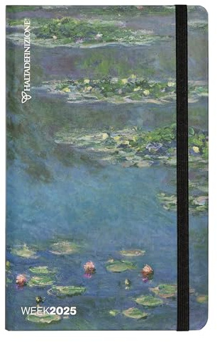 Halta Definitione – Großer Wochenplaner 12 Monate, Kalender 2025 mit bedrucktem Einband mit einem Kunstwerk von Monet, Gummibandverschluss, Lesezeichen und 192 Seiten, 13 x 21 cm, Seerosen