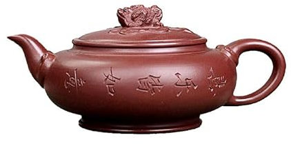 Chinese Yixing - Tetera de arcilla morada, hecha a mano genuina con tambor de rana dorada Zisha, tetera de cerámica vintage Kungfu para papá, abuelo, marido, amigos, amantes del té