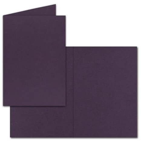 50 Faltkarten B6 - Aubergine (Lila) - Blanko Doppel-Karten - 12 x 17 cm - sehr formstabil - für Drucker geeignet - Serie: FarbenFroh