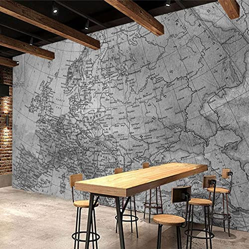 Black and White Vintage Map Mural Wallpaper Peel and Stick Decal for Girls Kids Bedroom Nursery Home Decor Large Size 826x589cm