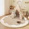 Tospass Kinderzimmer Rund Teppich, Kunstwolle, Creme Stil, Blume Muster, Weich, Waschbar, Rutschfest, 60 cm Rund