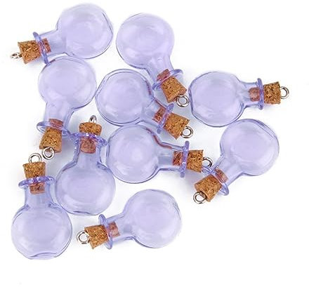 Zerodeko Diy 10 Glass Bottles Cork Stopper Mini Spell Bottles for Decorative Necklaces Friends