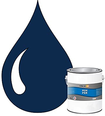 POK Peinture Fer Antirouille – Métal Extérieur Intérieur, Satinée, Protection Rouille - 1L - RAL 5010 Bleu gentiane