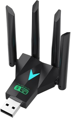 Cpolebev Adaptateur USB WiFi 1300 Mbps Double Bande 2,4 G/5 GHz Dongle Wi-FI USB3.0 Haute Vitesse 802.11AC Récepteur sans à 4 Antennes
