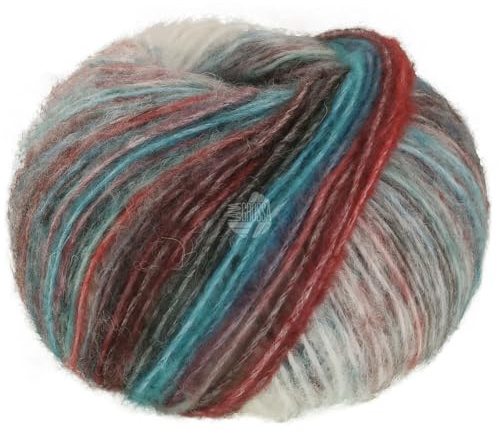 LANA GROSSA Picasso | Soffilo mit 36% Baby Alpaka, 36% Schurwolle (Merino extrafine), 28% Polyamid und interessantem Farbeffekt |50g Wolle zum Stricken & Häkeln | 210m GarnFB 18