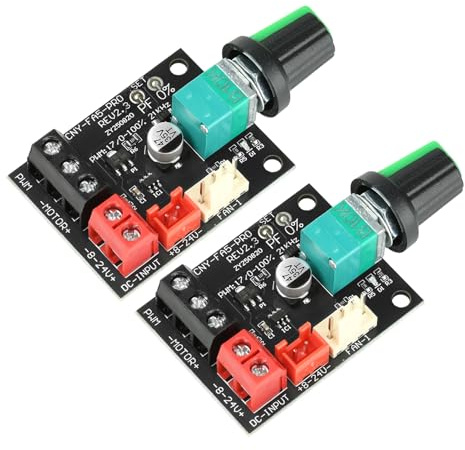 Aideepen Regolatore della ventola PWM a 4 pin, 12 V, 2 pezzi, DC 8-24 V, 5 A, 120 W (max), regolatore di velocità per ventola a 4 fili, regolatore di velocità fai da te per motori brushless