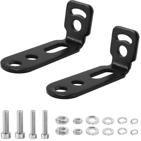 Gutol 2Pcs L-Shaped Motorcycle Fog Light Mount Brackets with Screws– Black Universal Extension Holder for Headlights/Fog Lights