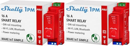 Shelly Pro 1PM | WLAN & Bluetooth Smart-Relais-Schalter mit Leistungsmessung| Hausautomatisierung| Alexa & Google Home kompatibel| iOS Android App| Kein Hub erforderlich | Kabellose Lichtsteuerung