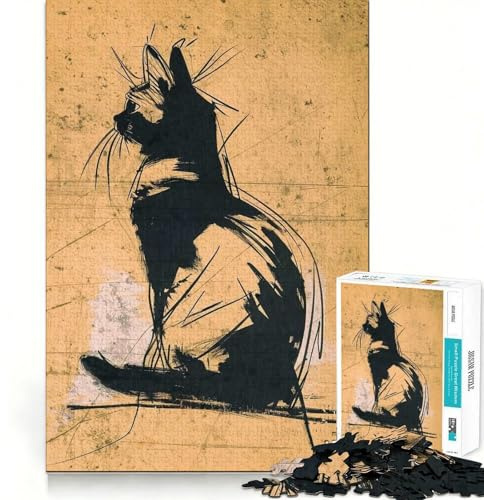 1000-teiliges Katzen-Scratch-Puzzle Präzises Schneiden,Kunst,Denkspiel,einfach zu Spielen, (50x75cm)