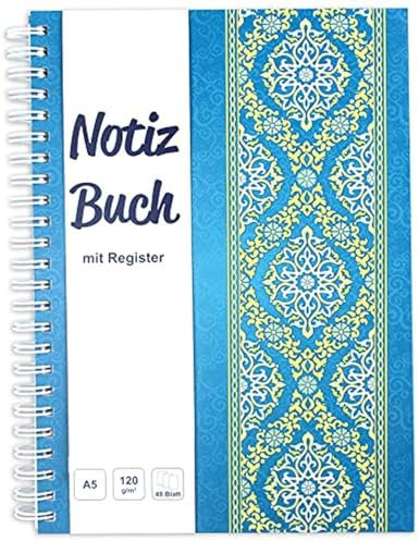 RNKVERLAG 46504 - Notizbuch mit Register A-Z, „Blue Orient“ in DIN A5 mit 48 Blatt 120 g/m², 1 Stück