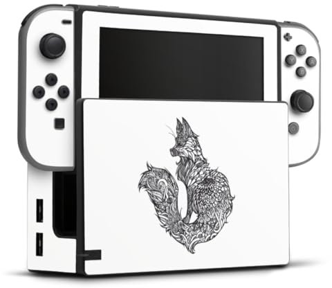 DeinDesign Skin kompatibel mit Nintendo Switch Folie Sticker Black & White Fuchs Mandala