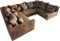 DELIFE Couch Clovis Braun Antik Optik mit Armlehne Wohnlandschaft modular