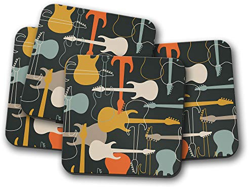 4 Set - Guitar Coaster - Music Band Dad Brother Fun #8823