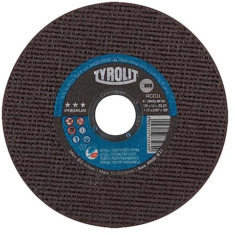 Tyrolit 34332793 Premium 2in1 Trennscheiben, 41, A60Q-BFP, neu, 115 x 1.6 x 22.23 mm, Abmessungen, Box 25