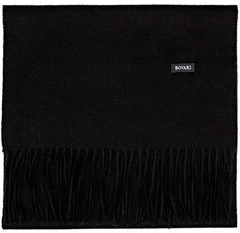 Bovari Kaschmir Schal Damen – 100% Kaschmir/Cashmere – Premium Qualität – 180 x 31 cm - viele Farben (schwarz/black)