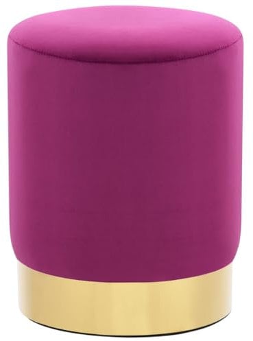 vidaXL Hocker Fassform Polsterhocker Sitzhocker Schemel Samthocker Pouf Sitzpouf Velour Fußhocker Rund Lila Golden Samt 28 x 36 cm Metall