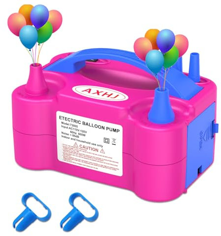 AXHJ Pompa elettrica per palloncini, 2021 nuovo ventilatore portatile a doppio ugello per arco a palloncino, supporto per colonna per palloncini, decorazione per feste (rosso rosa)