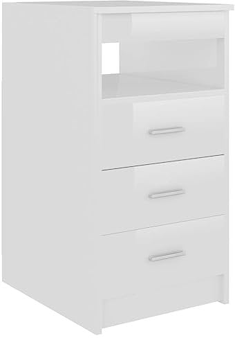 vidaXL Sideboard mit Schubladen Kommode Anrichte Schrank Mehrzweckschrank Beistellschrank Schubladenschrank Hochglanz-Weiß 40x50x76cm Holzwerkstoff