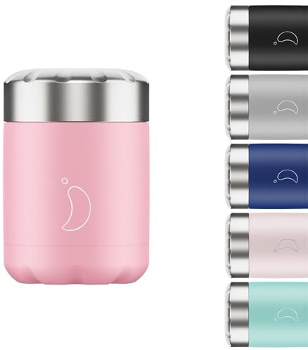 Chilly's Termo para Alimentos - Contenedor de Alimentos Reutilizable de Acero Inoxidable de - Aislamiento de Doble Pared para Mantener los Alimentos Calientes o Fríos - Rosa Pastel, 300ml