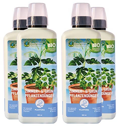 Plantura Bio-Zimmerpflanzendünger, hochwirksamer Flüssigdünger für Zimmerpflanzen, Grünpflanzen & Palmen, rein organisch, mit Dosierhilfe, 3,2 L