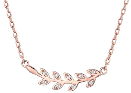 Philip Jones Rose Gold Plated Leaf Necklace Created with Zircondia® Crystals