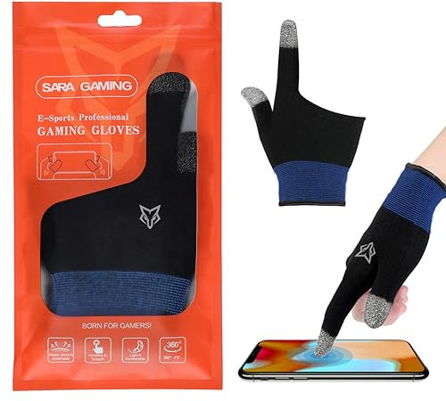 E-Sports, Cool Sara Gaming Gloves,Game Gloves, Professional Game Sleeves, Anti-Sweat Breathable, Touch Finger for Highly Sensitive Nano-Silver Fiber Material, for All Mobile Gaming (Medium(1pair))