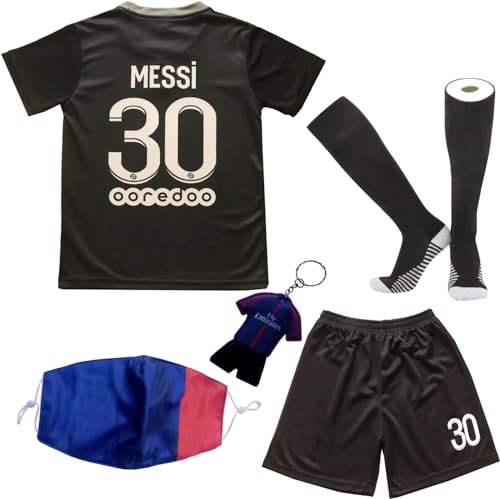 DMDMK Paris Messi #30 2021/2022 Third Trikot Shorts und Socken Kinder und Jugend Größe (Third, 28 (11-12 Jahre))