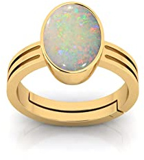 Anuj Sales 12,25 Ratti / 11,00 Karat natürlicher zertifizierter AA++-Qualität, australischer weißer Opal, astrologischer Zweck, loser Edelstein, Panchdhatu, vergoldeter Ring, für Damen und Herren,