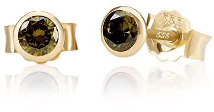 NKlaus Paar 5,0mm 333 Gelb Gold 8 Karat Ohrstecker Kristall Zirkonia Peridot Butterfly Verschluss Damen Mädchen 3386