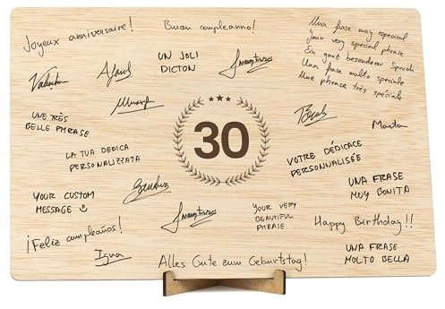 CONTRAXT Dekoschild zum 30. Geburtstag Originelle Geschenkidee für Frauen & Männer Gästebuch & Tischdeko für die Party zum 30. (30)