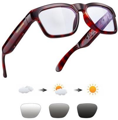 OhO Smart Glasses,Polarized Sunglasses with Bluetooth Speaker,Athletic/Outdoor UV Protection and Voice Control,Unisex(Transitional Lens)