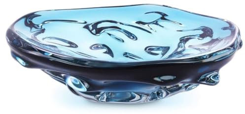 Casa Padrino Cuenco de Vidrio de Lujo Azul Ø 27,5 x A. 7 cm - Frutero Decorativo de Vidrio soplado a Mano - Accesorios Decorativos de Vidrio - Colección de Lujo